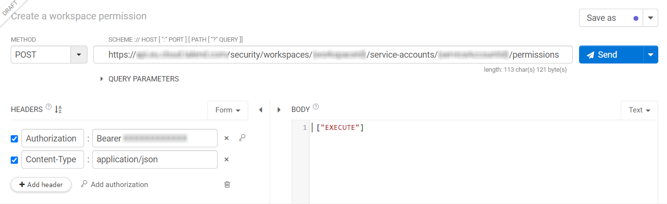 assign workspace permissions to service account